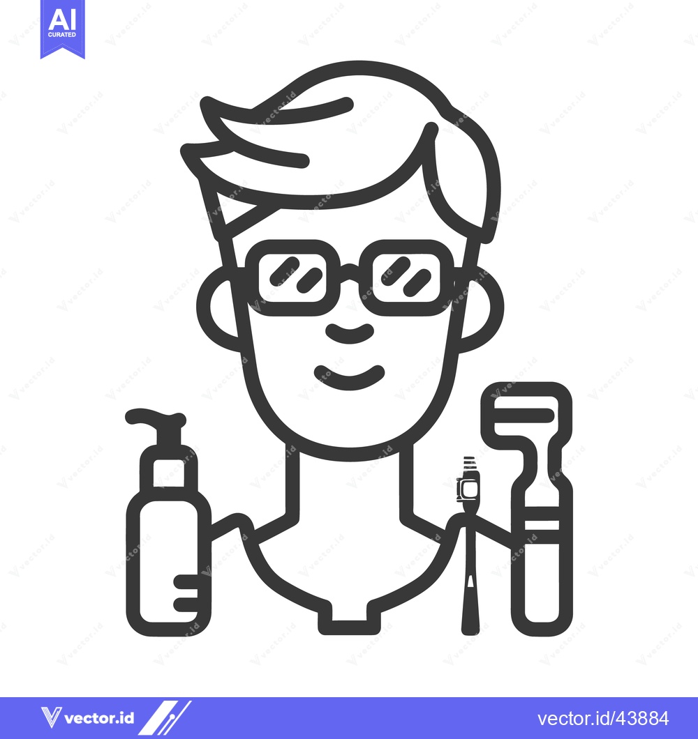 Premium Vector of A person holding hygiene products in line art style
