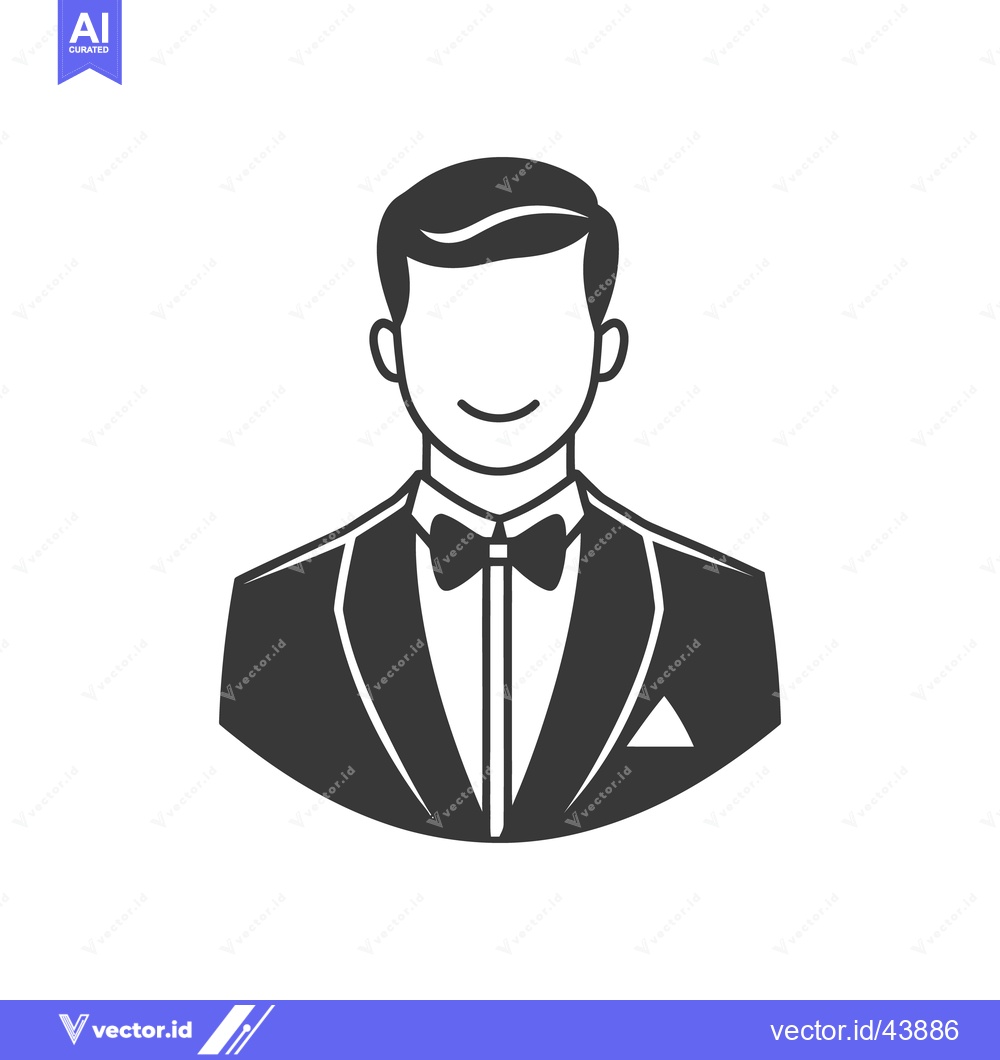 Premium Vector of A simplified illustration of a man in formal attire and a bow tie
