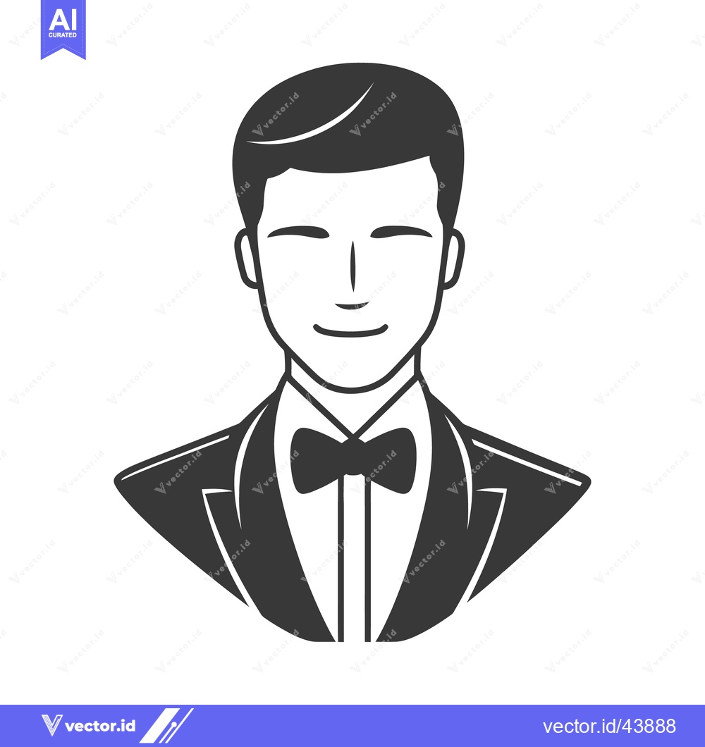 Premium Vector dari A simple illustration of a man wearing formal attire and a bow tie