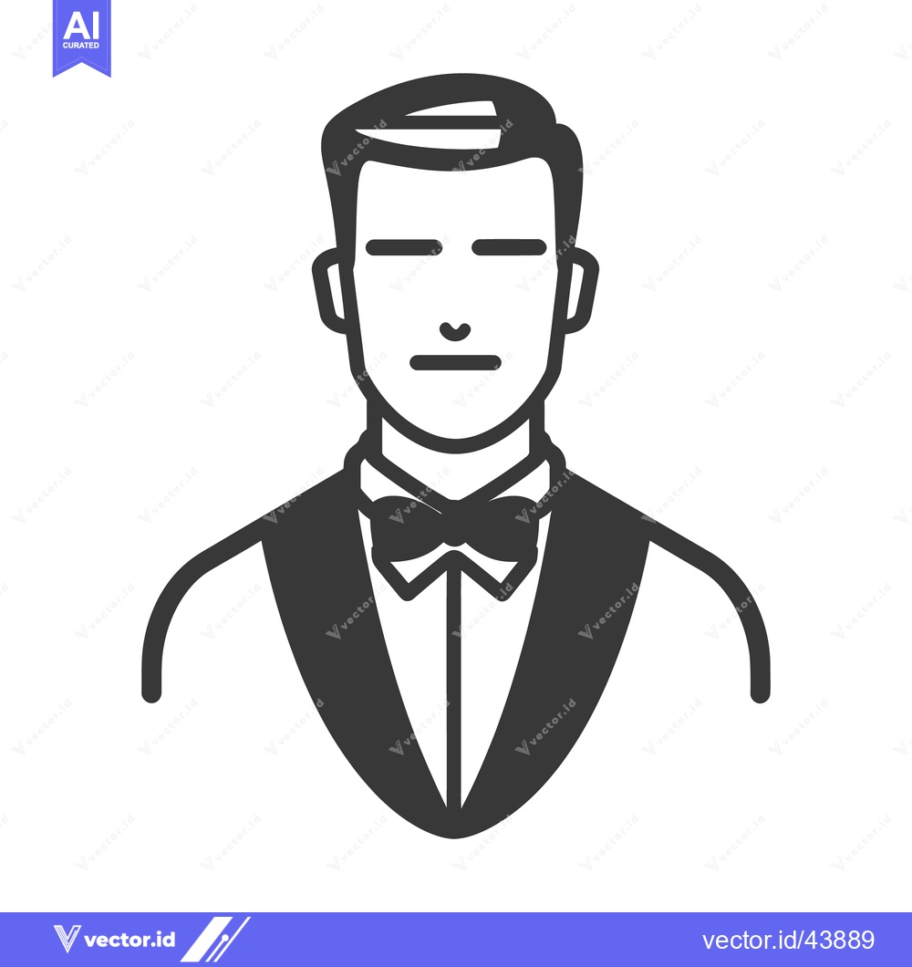 Premium Vector of A stylized illustrated person wearing a bow tie and formal attire