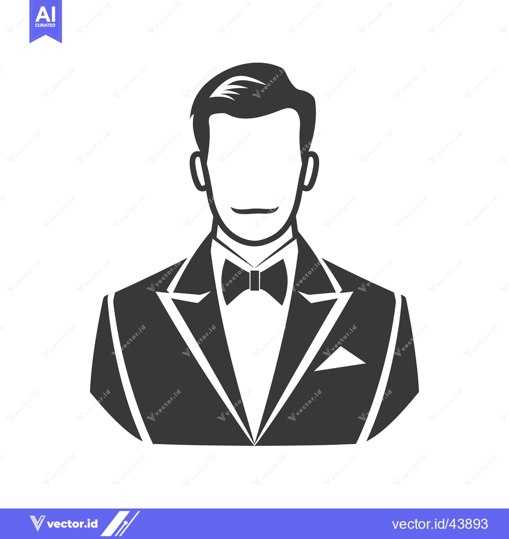 Premium Vector dari A Stylized Black And White Portrait Of A Formal Gentleman