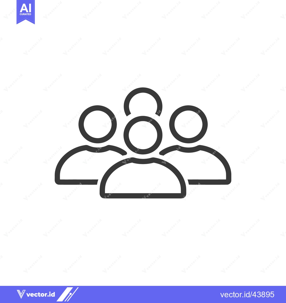 Premium Vector dari Minimalist Line Art: Group of People Icon on White Background