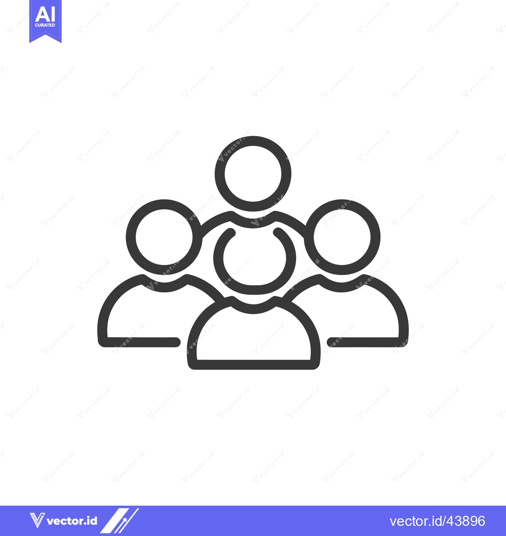 Premium Vector of Teamwork Icon: Group of People, Leadership, Collaboration, Outline Sty