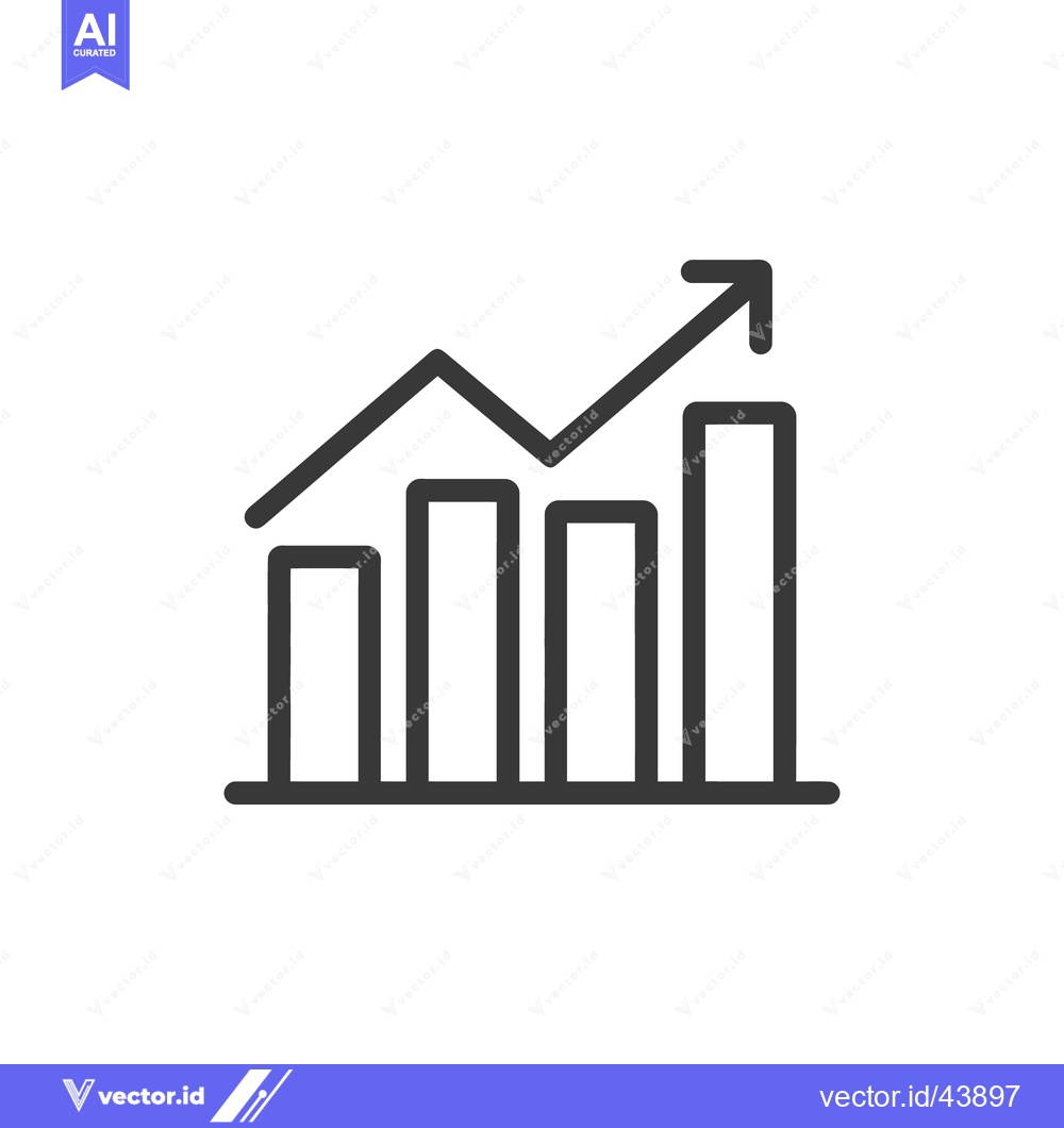 Premium Vector of Ascending Bar Graph with Arrow: Business Growth Icon in Black and Whit