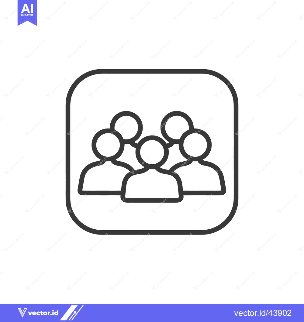 Premium Vector dari Group of People Outline Icon in Rounded Square Frame
