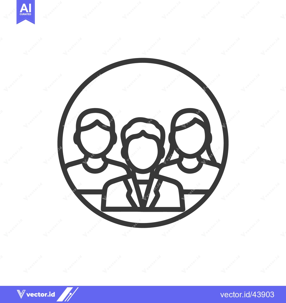 Premium Vector dari Teamwork Icon: Group of Three People in Circle, Outline Style