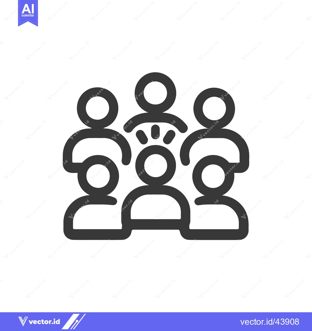 Premium Vector dari Group of People Icon with Leader and Idea Symbol, Dark Gray on White