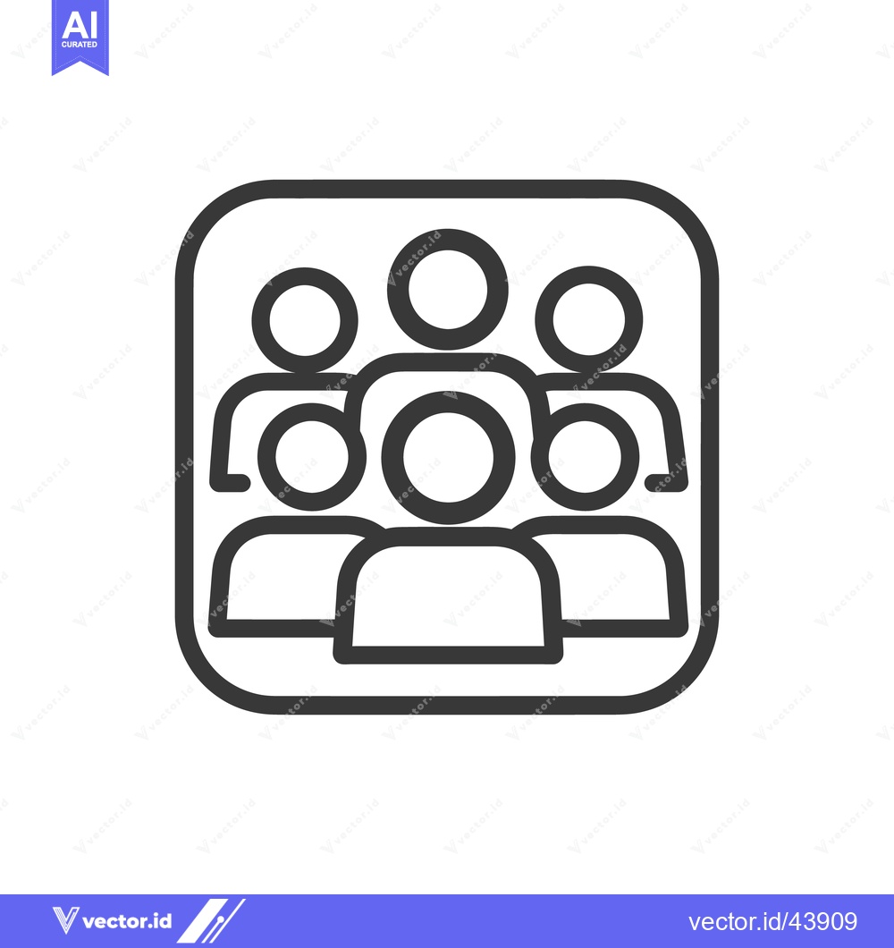 Premium Vector dari Group Icon: Stylized Crowd in Rounded Square Outline