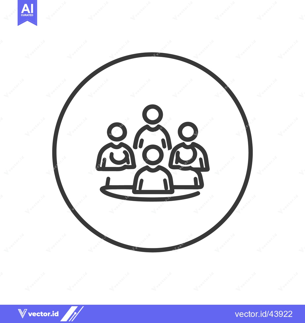 Premium Vector dari Teamwork Circle Icon: Collaborative Group Meeting, Minimalist Line Art