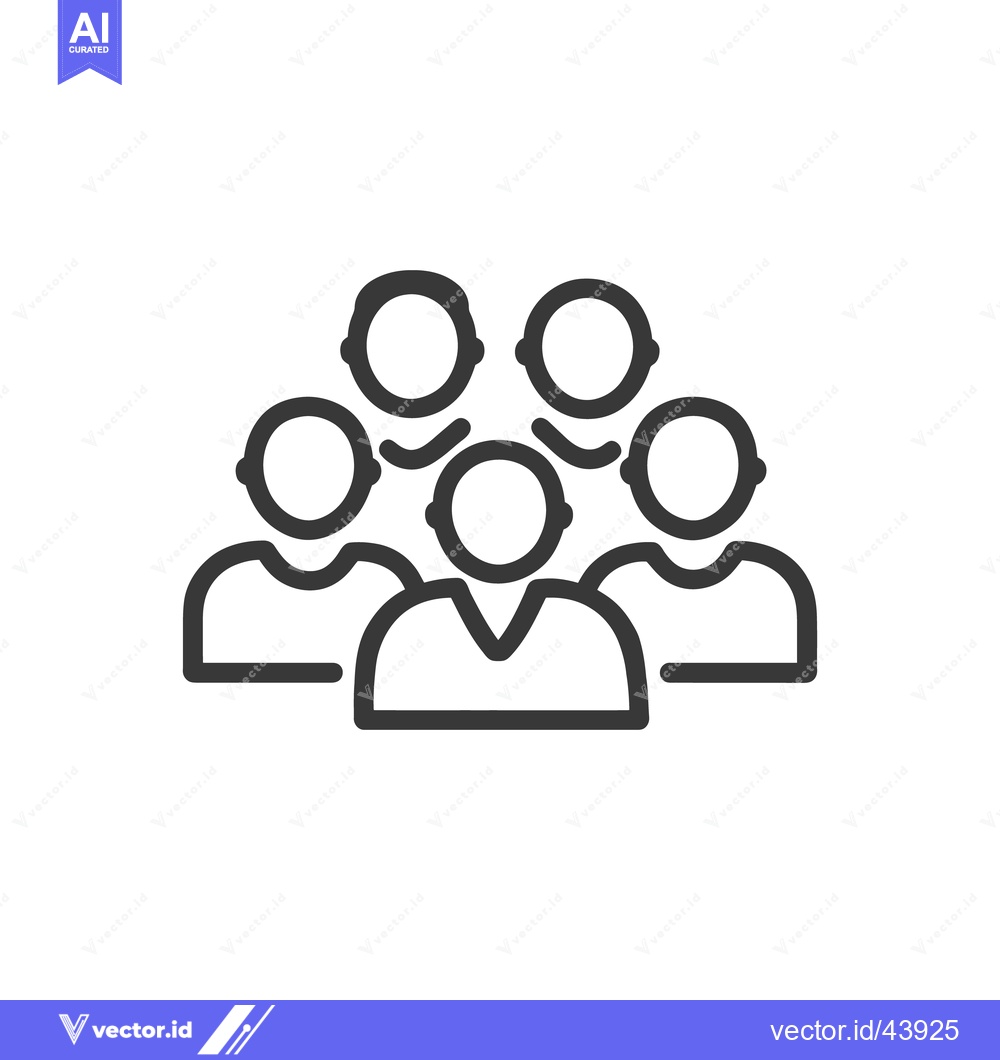 Premium Vector of Teamwork Icon: Group of People, Collaboration, Leadership, Outline Sty