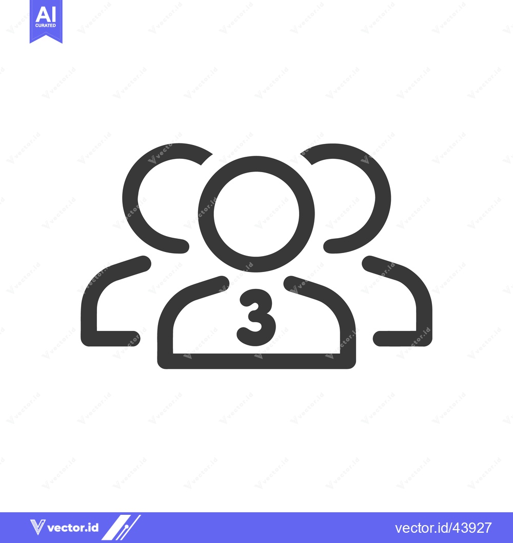 Premium Vector dari Team of Three Icon: Minimalist Group Symbol with Number 3 Detail