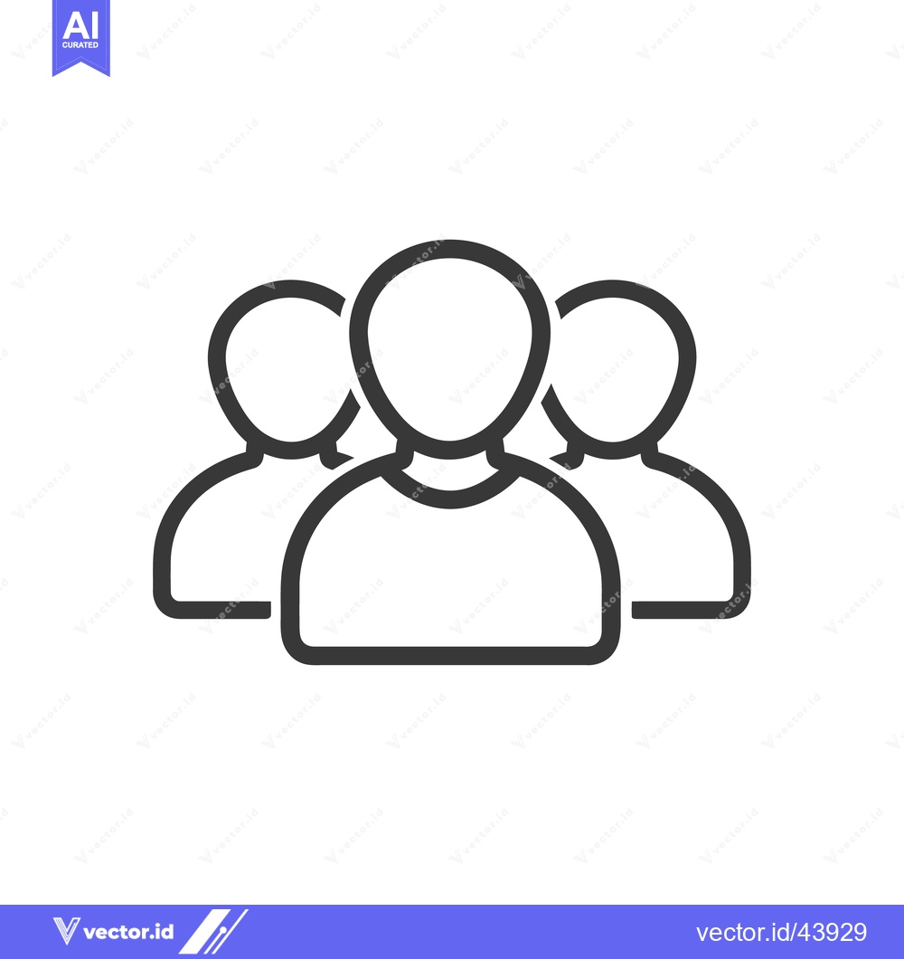 Premium Vector of Minimalist Teamwork Icon: Three Faceless Figures in Outline Style