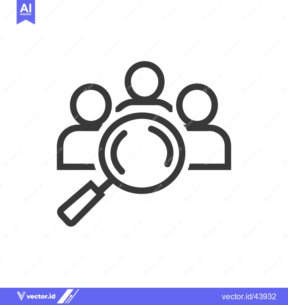 Premium Vector of Team Search: Magnifying Glass Focuses on Group of People Icon