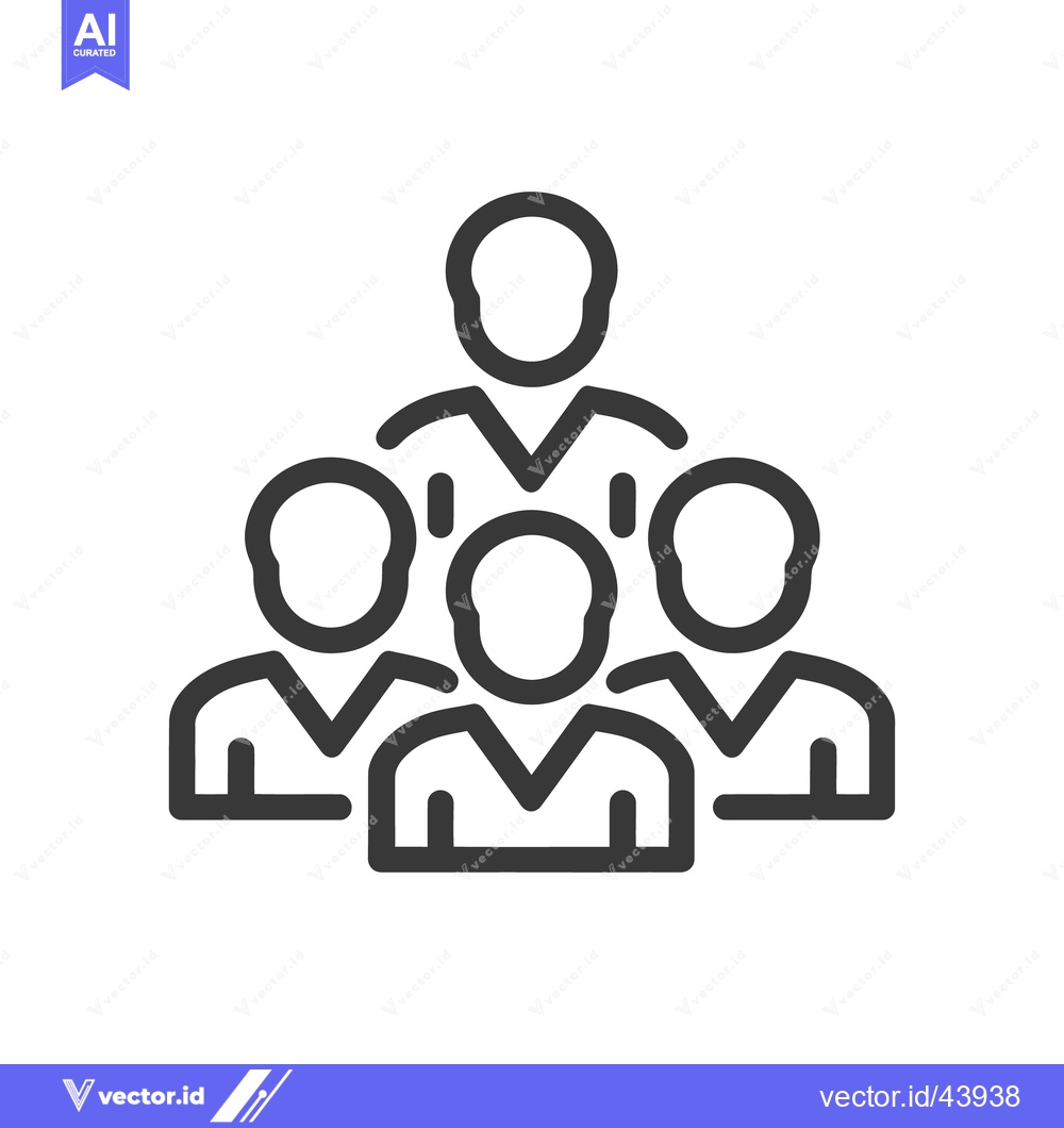 Premium Vector of Teamwork Icon: Group of People with Leader, Minimalist Design