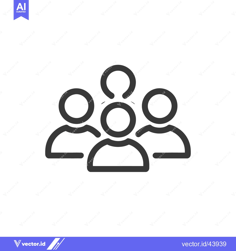 Premium Vector dari Minimalist Teamwork Icon: Group of People, Leadership Concept, Outline