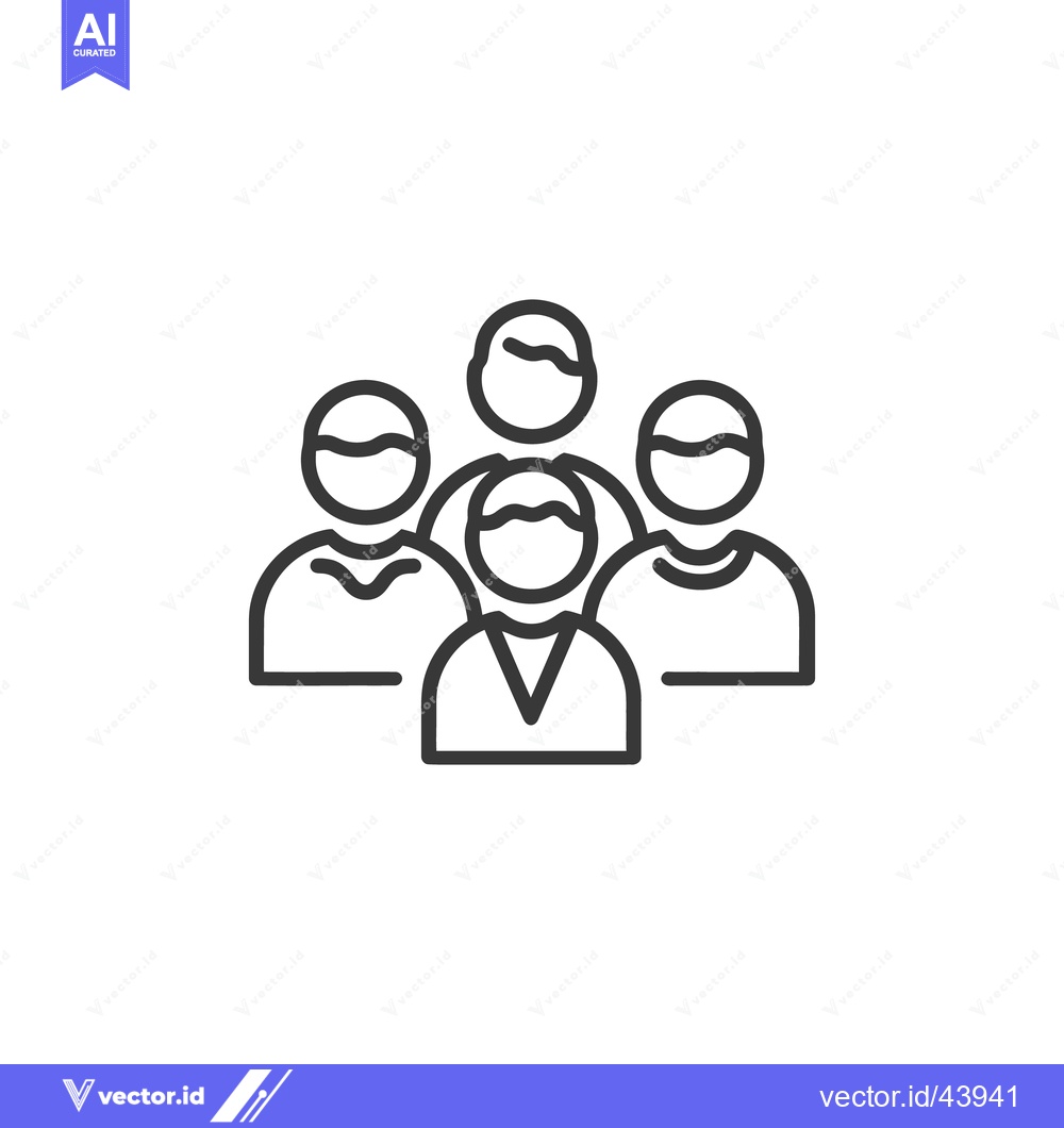Premium Vector of Teamwork Icon: Group of People in Simple Line Art Style