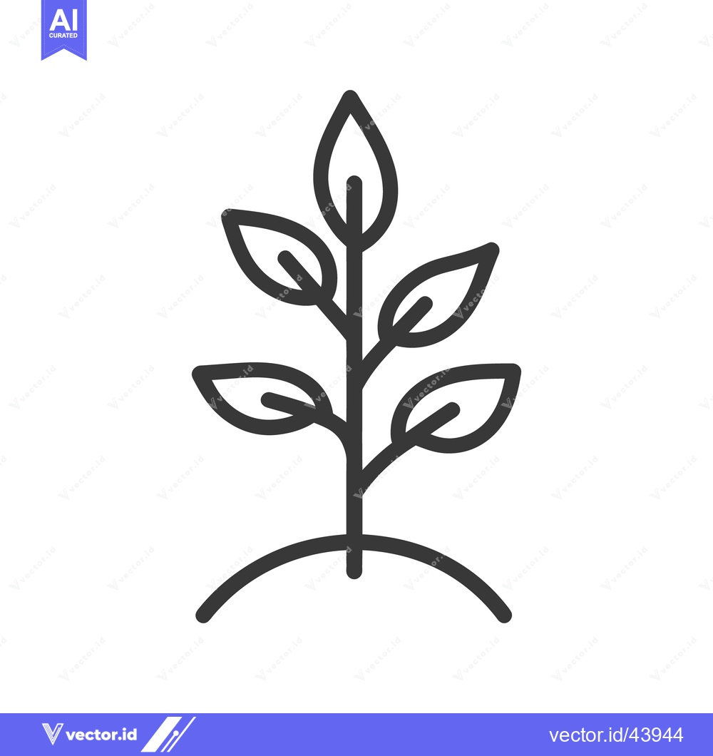 Premium Vector of A minimalist line drawing shows a small plant growing upright