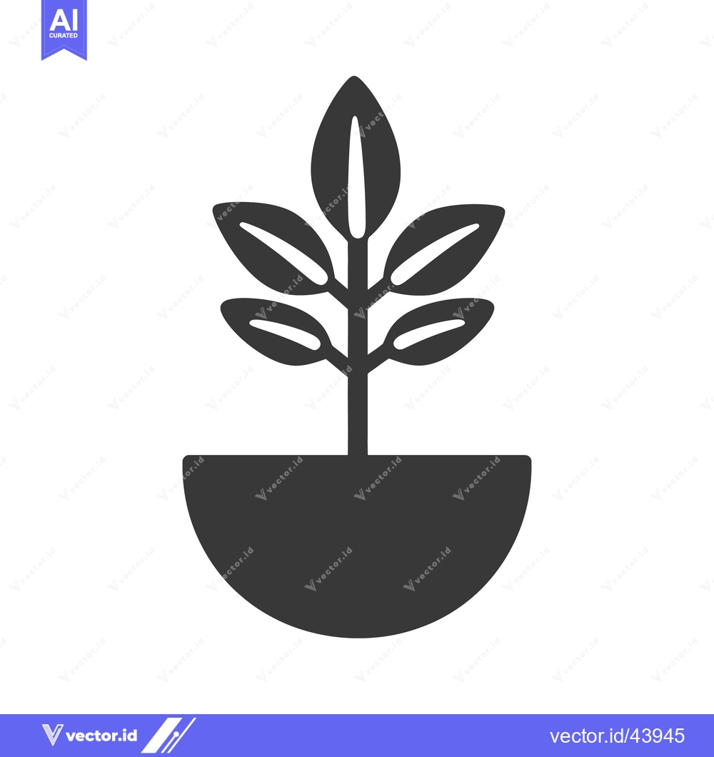 Premium Vector dari A small plant growing within a simple rounded pot is shown