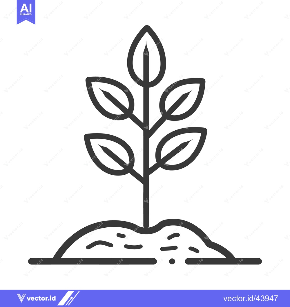 Premium Vector dari A young plant grows from the soil showing its new leaves