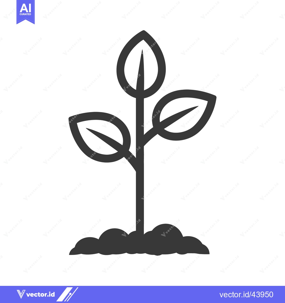 Premium Vector of A simple illustration depicting a small plant sprouting from soil