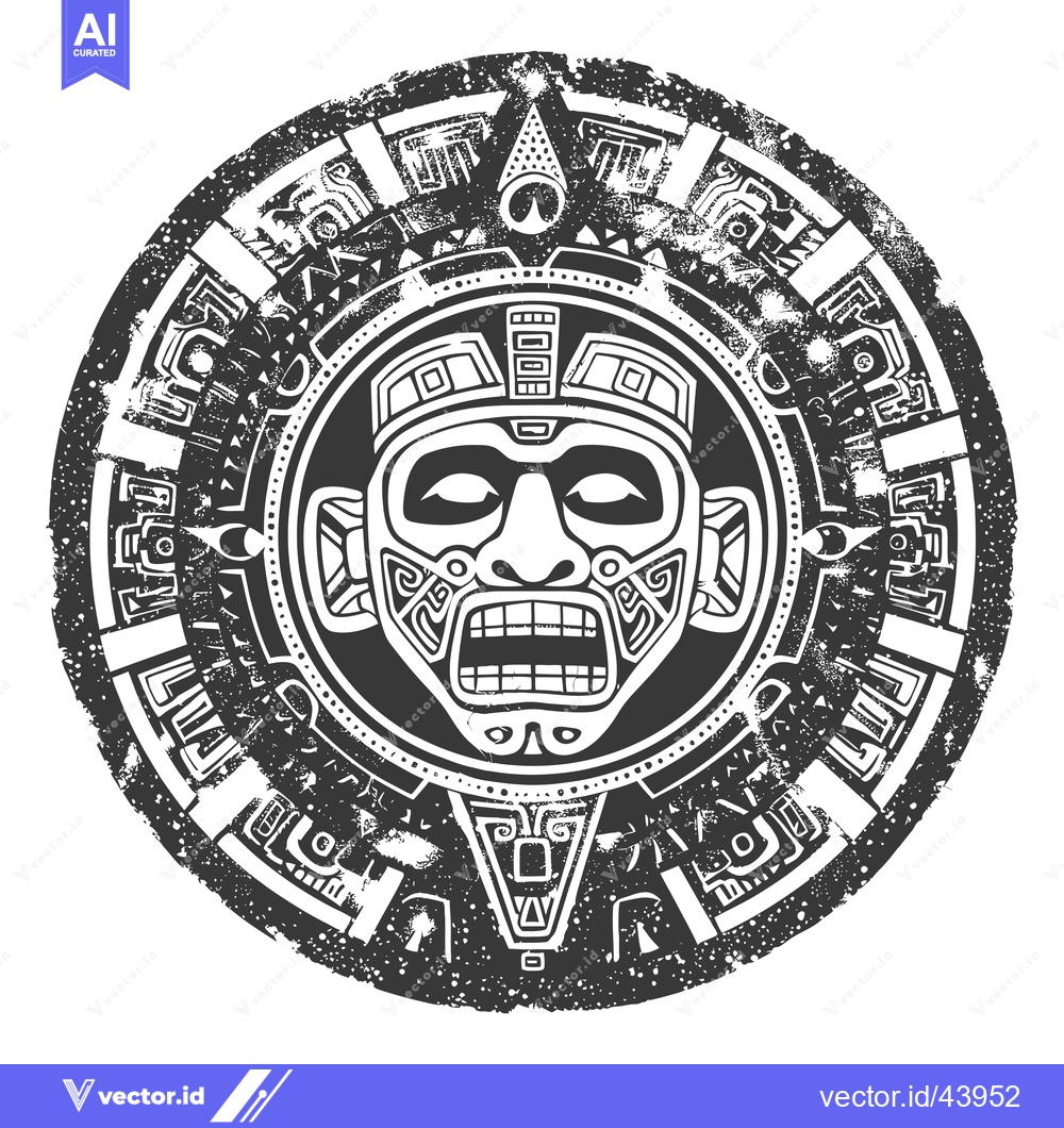 Premium Vector of Grunge Aztec Tribal Mask with Intricate Patterns