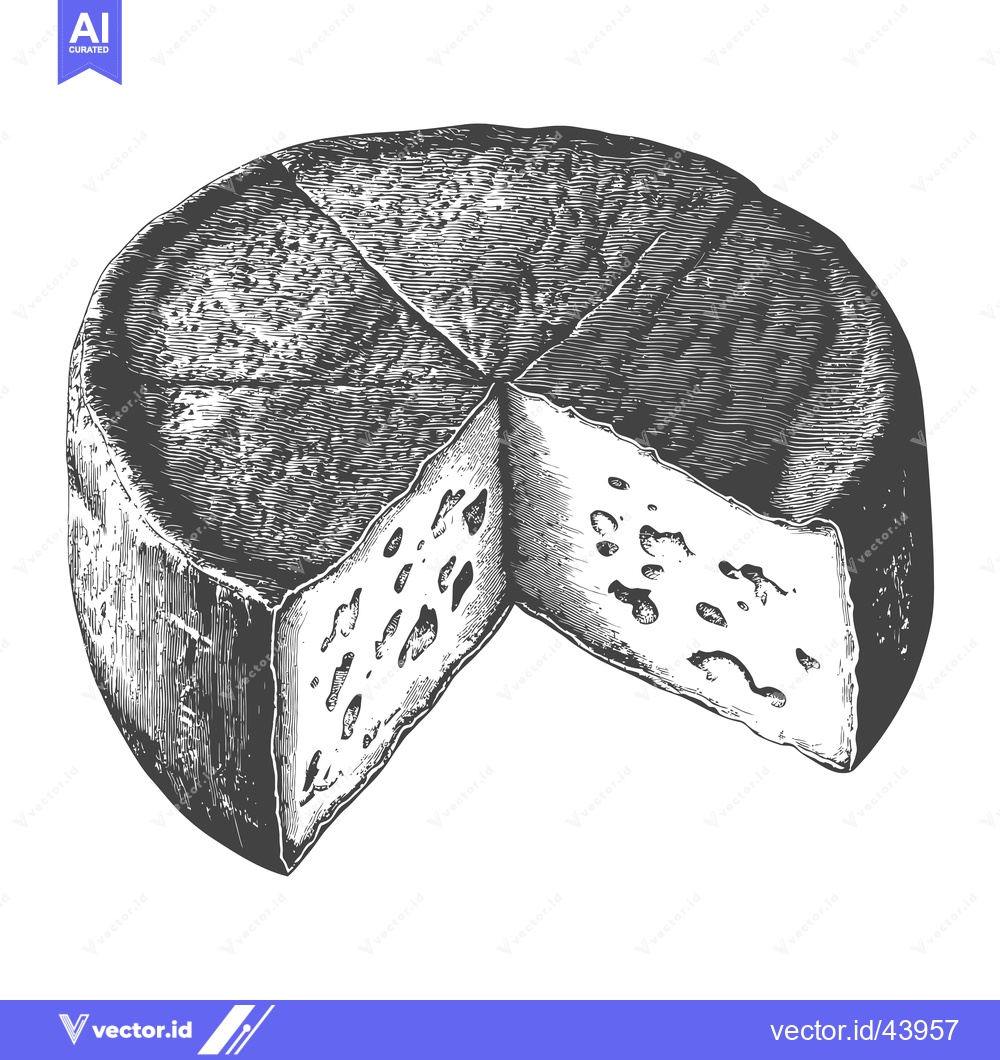 Premium Vector dari A wheel of cheese with a slice removed showing its interior