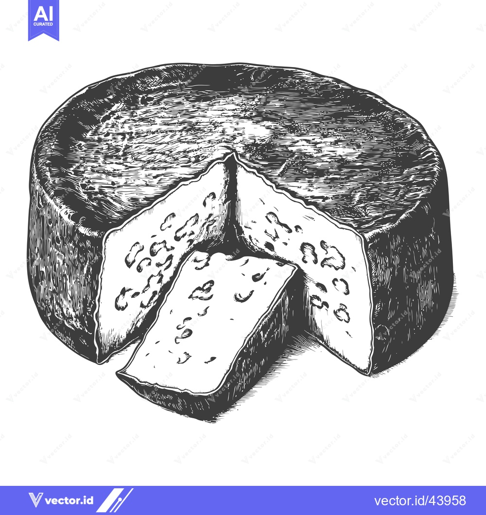Premium Vector of A wheel of cheese sliced into pieces showing its texture