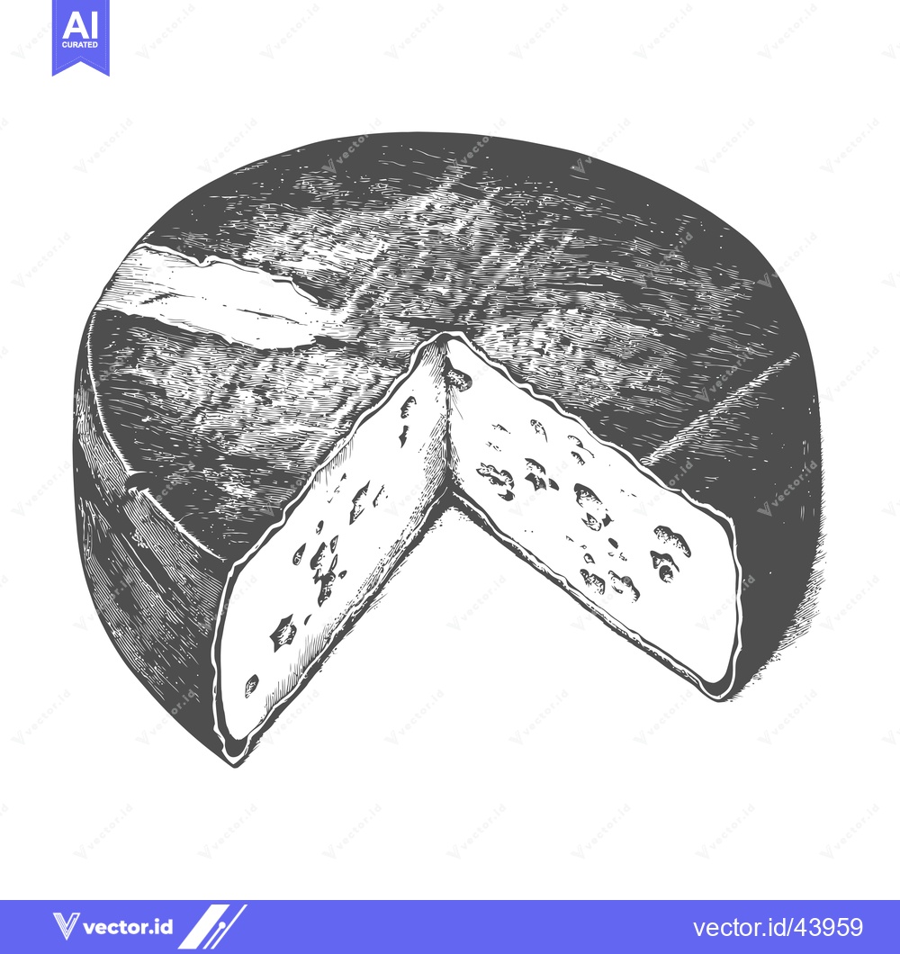 Premium Vector dari A wheel of cheese sliced showing its interior