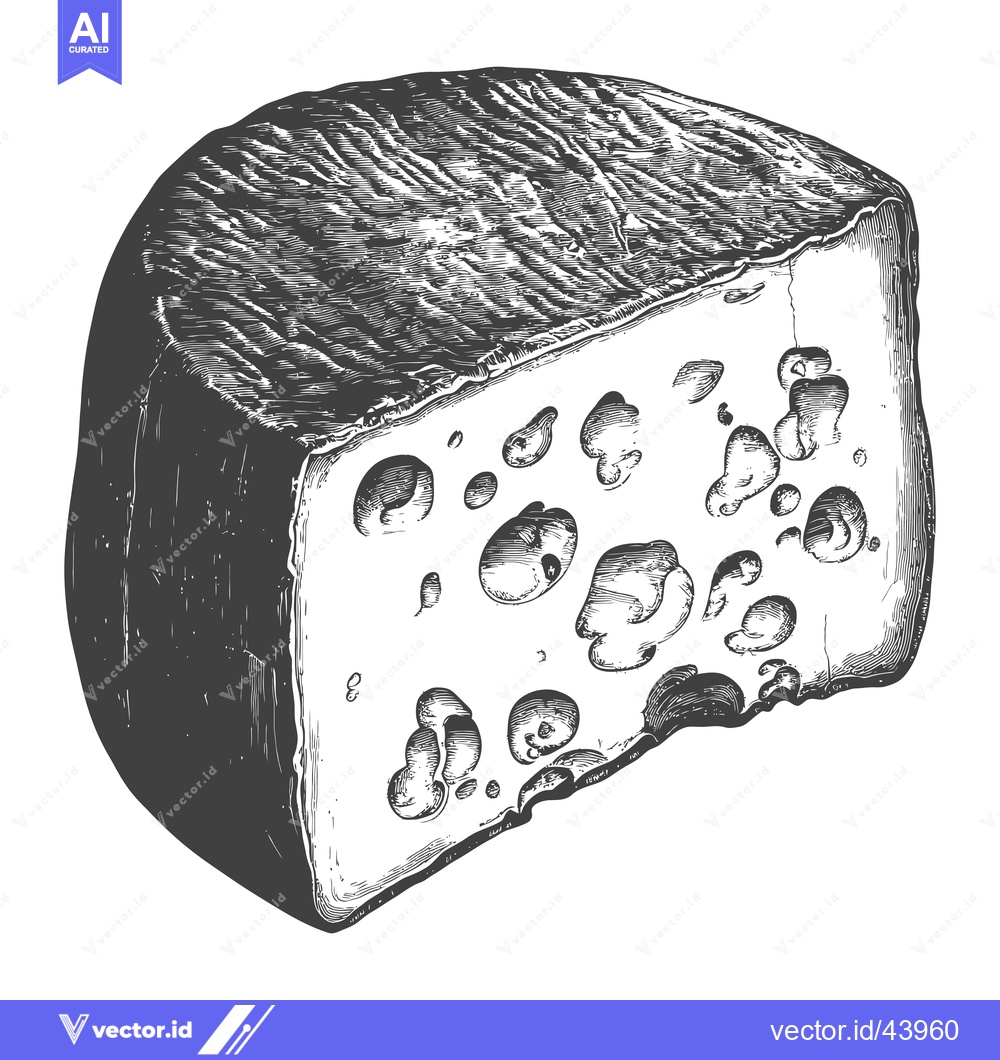 Premium Vector dari A wedge of blue cheese is shown in a detailed illustration