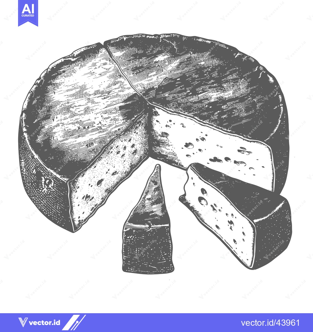Premium Vector of A wheel of cheese sliced into wedges and pieces