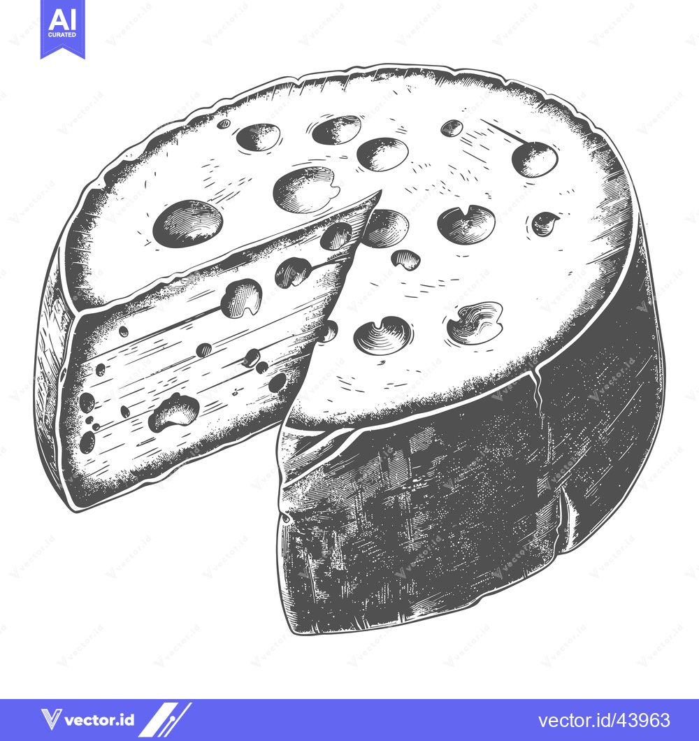 Premium Vector of A wheel of cheese sliced showing its interior texture
