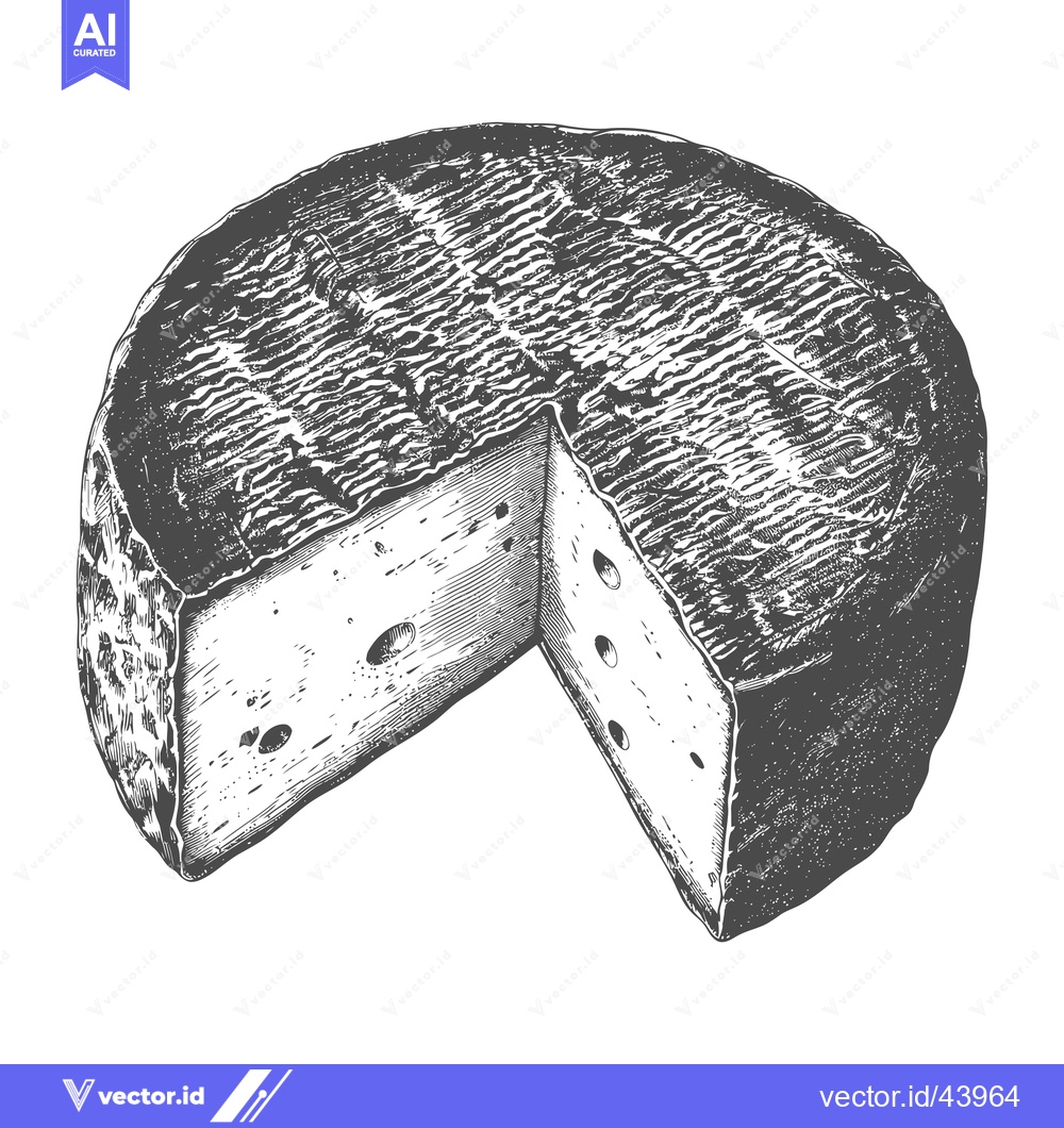 Premium Vector of A wheel of cheese is partially sliced revealing its interior
