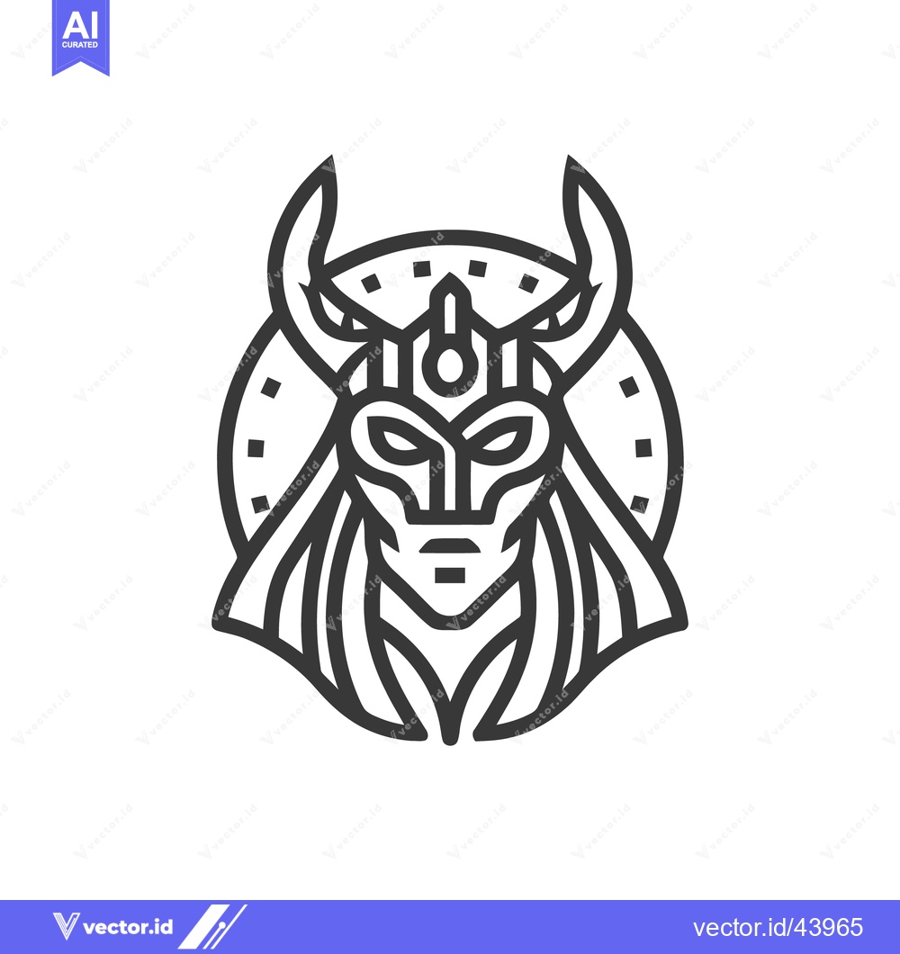 Premium Vector dari Minimalist Viking Warrior Icon with Horned Helmet and Geometric Detail