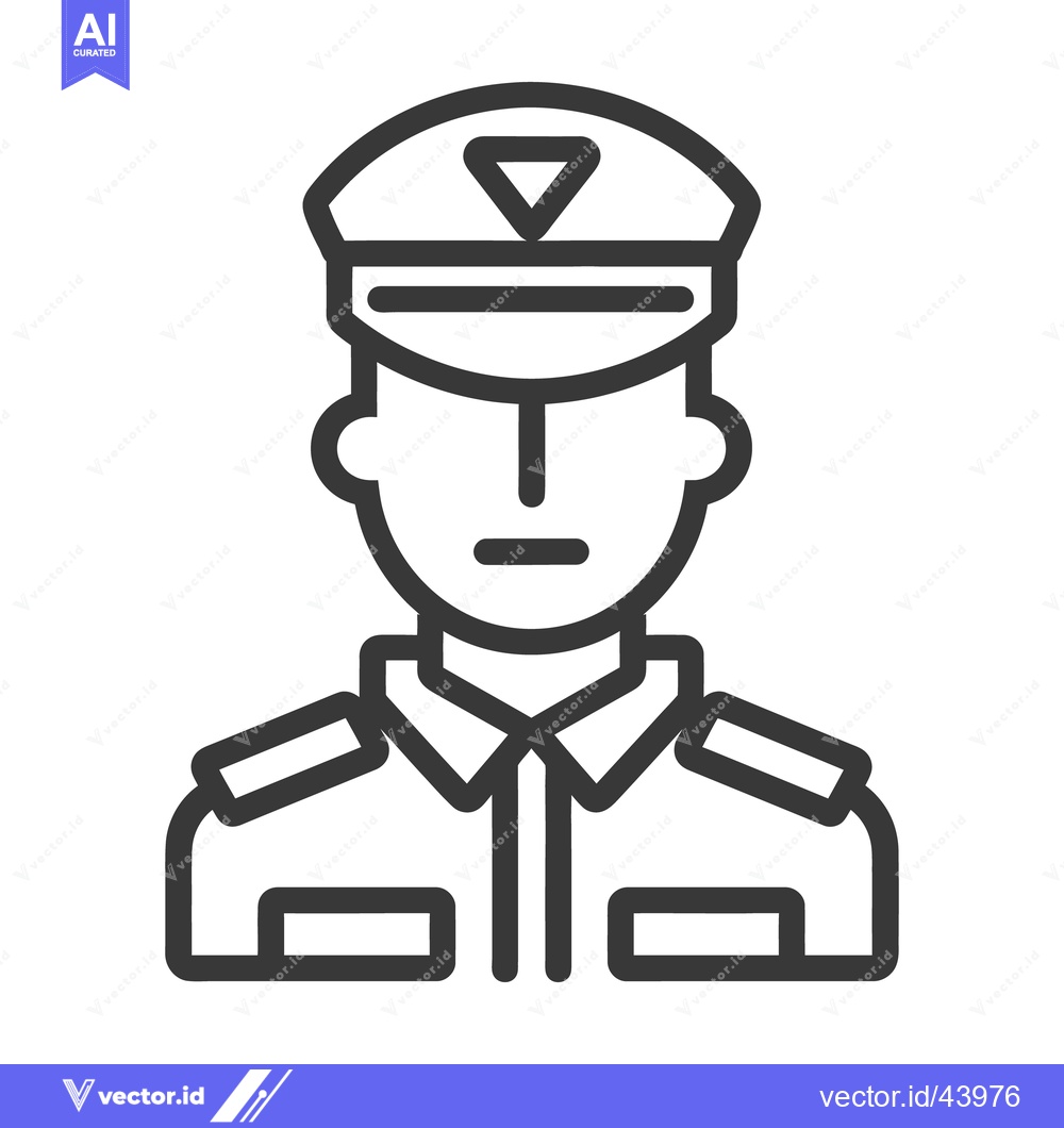 Premium Vector of A minimalistic icon depicting a uniformed person with a peaked cap