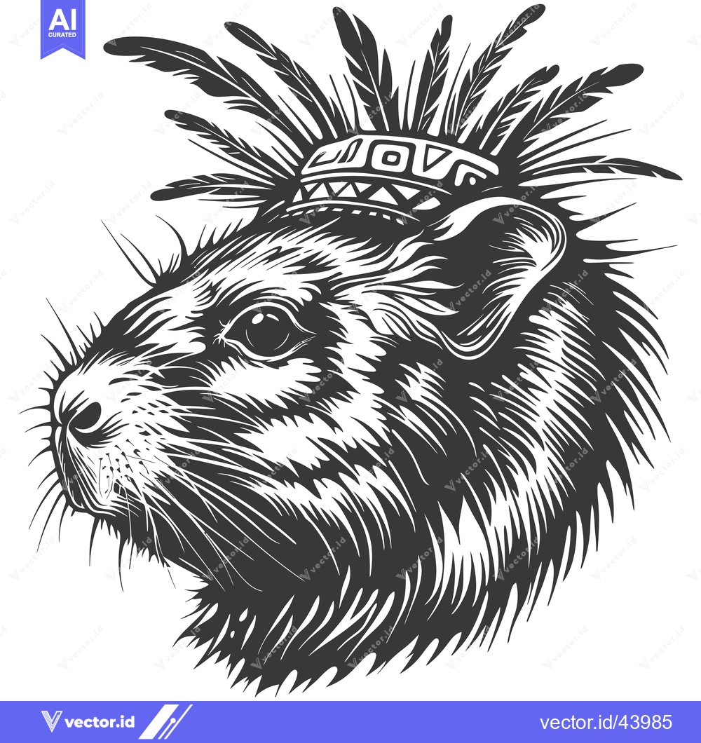 Premium Vector dari Guinea Pig with Native American Headdress