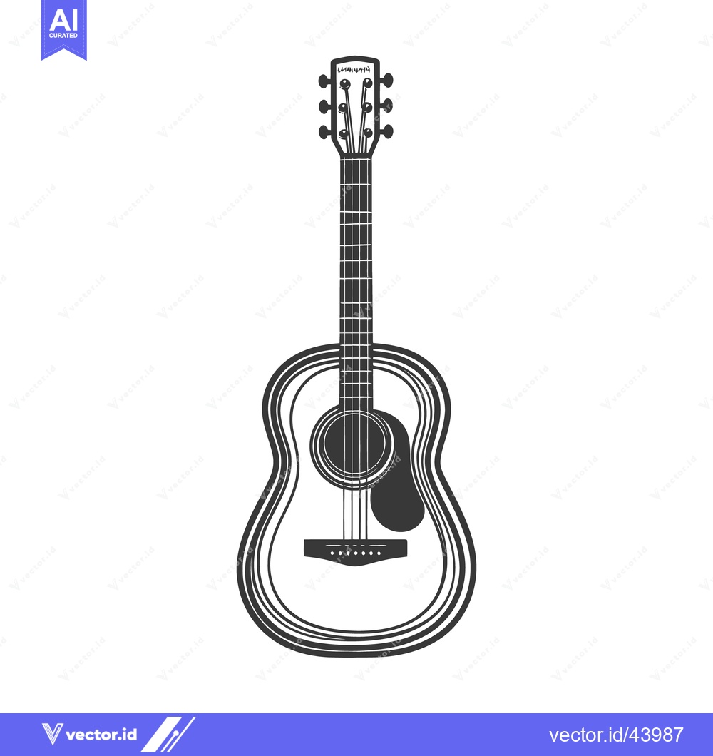 Premium Vector dari An acoustic guitar depicted in a clean and minimalist black and white