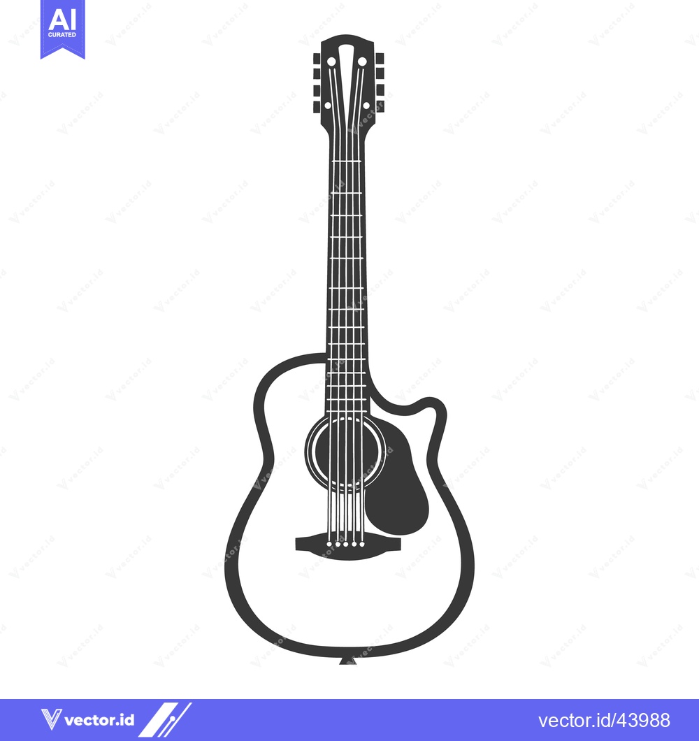 Premium Vector dari A black and white image displaying a stringed acoustic guitar instrume