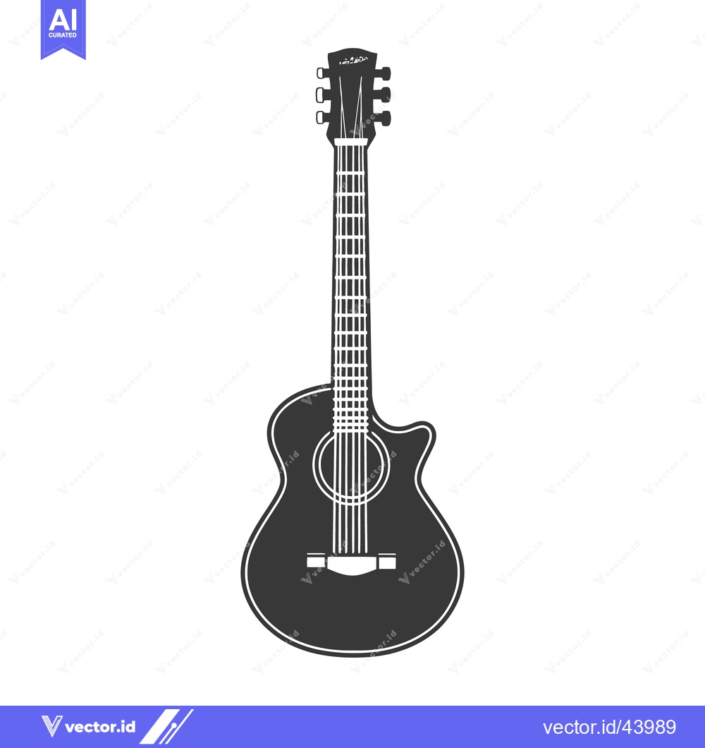 Premium Vector of A detailed silhouette illustration of an acoustic guitar instrument