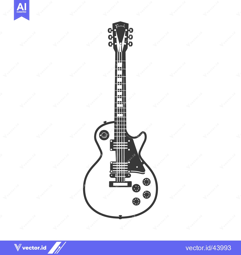 Premium Vector dari A black and white illustration of a six string electric guitar