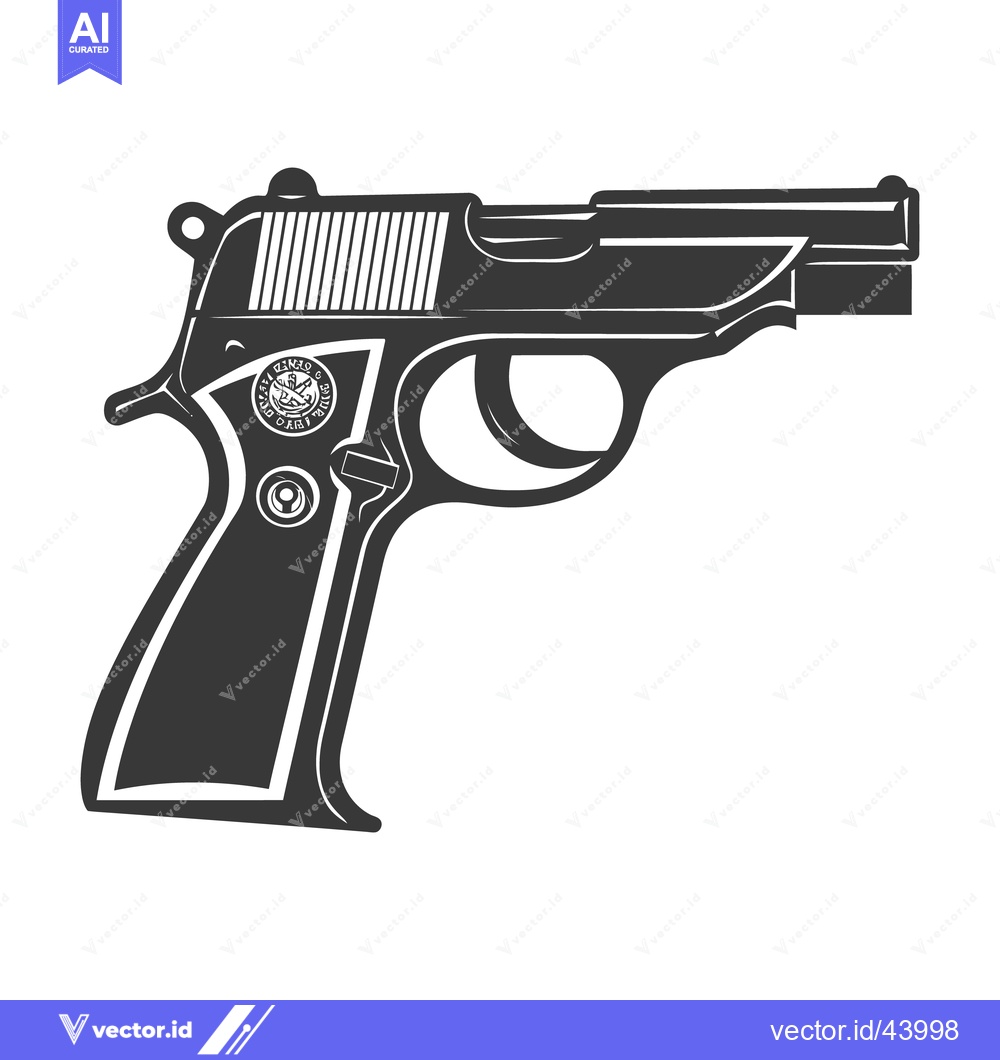 Premium Vector of A stylized black and white image featuring a handgun weapon
