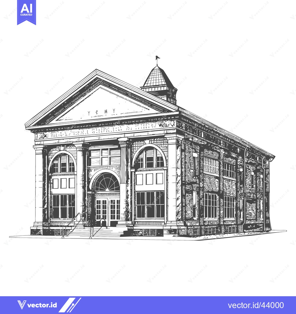 Premium Vector dari Impressive Classical Style Brick Building Architectural Drawing