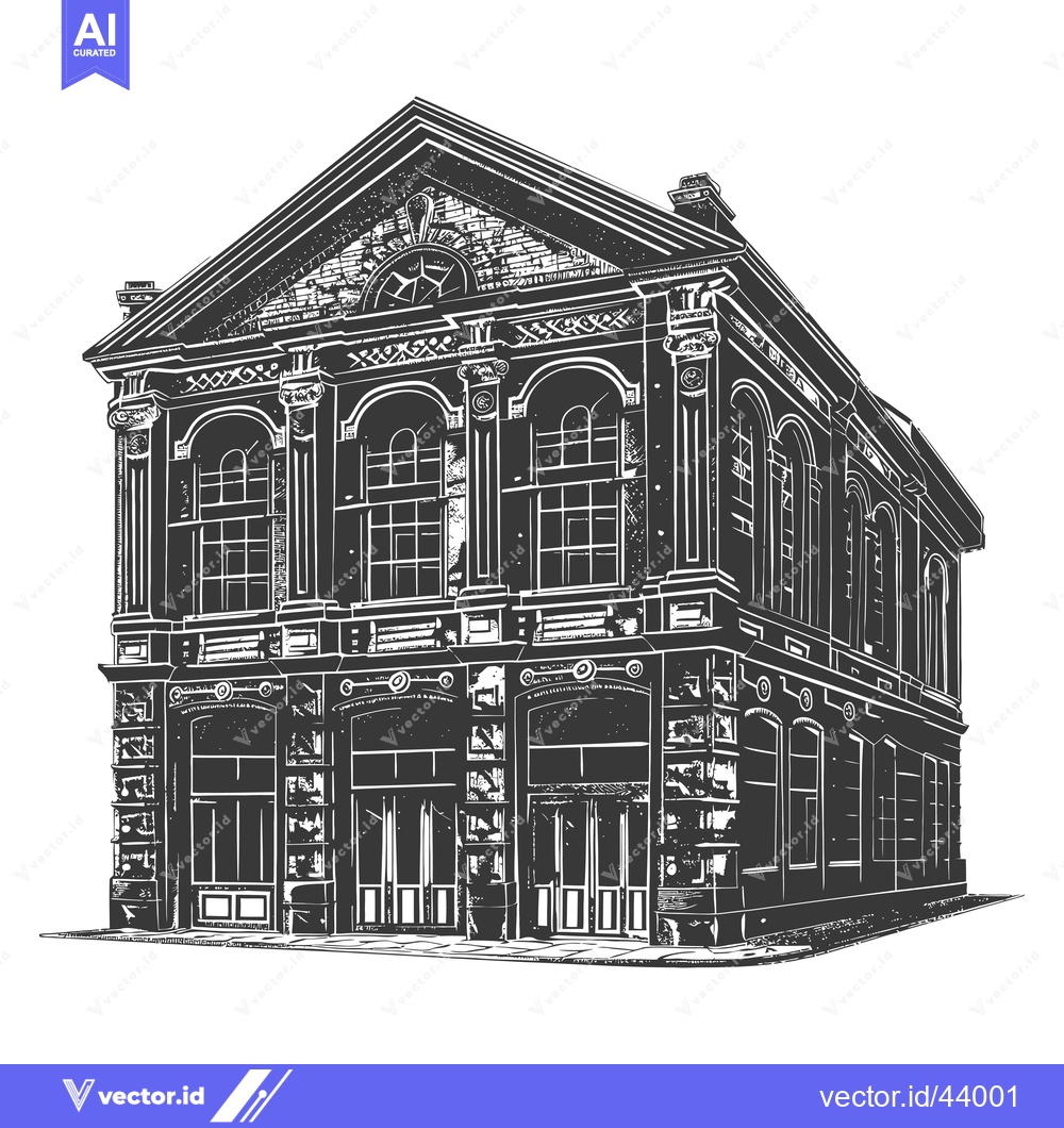 Premium Vector dari Elegant Vintage Building Architectural Drawing