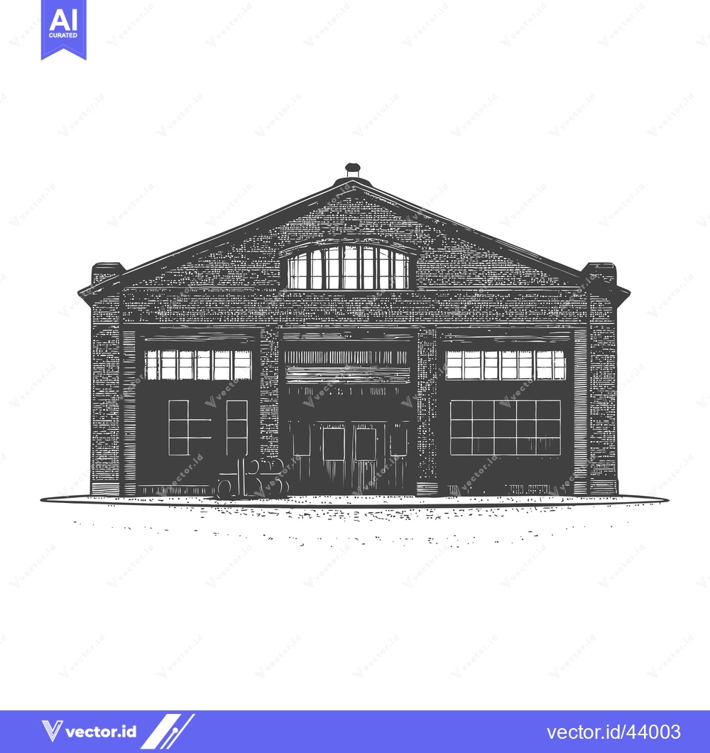 Premium Vector dari A Brick Warehouse Building With Barrels Outside