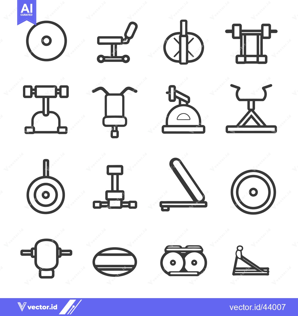 Premium Vector dari Gym Equipment Icons in Black and White