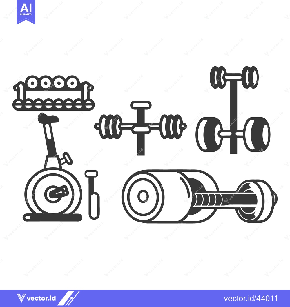 Premium Vector dari Collection of stylized exercise equipment elements in a line drawing s