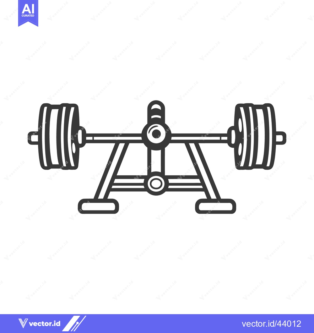 Premium Vector of The black outline illustration of a weight bench and barbell