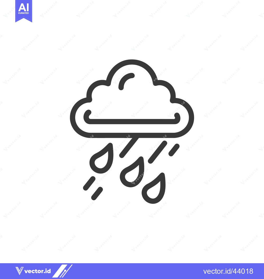 Premium Vector dari Minimalist Rain Cloud Icon: Weather Symbol with Droplets