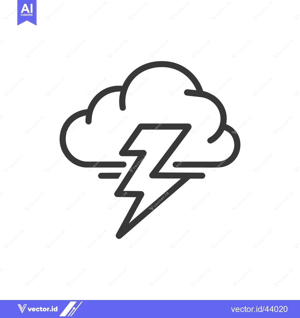 Premium Vector dari Minimalist Icon of Storm Cloud with Lightning Bolt on White Background
