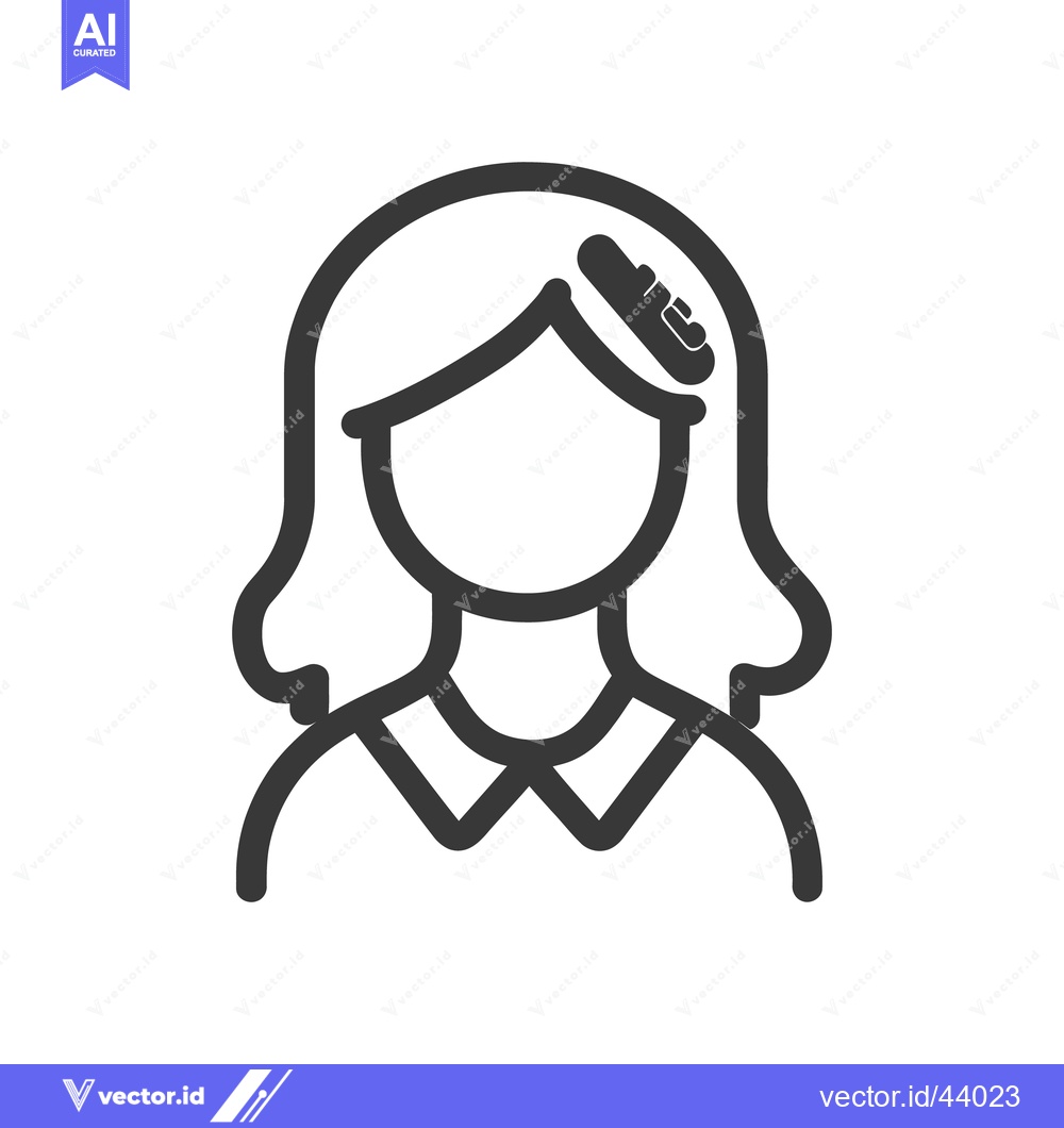 Premium Vector dari Simple line art icon depicting a woman with hair accessory