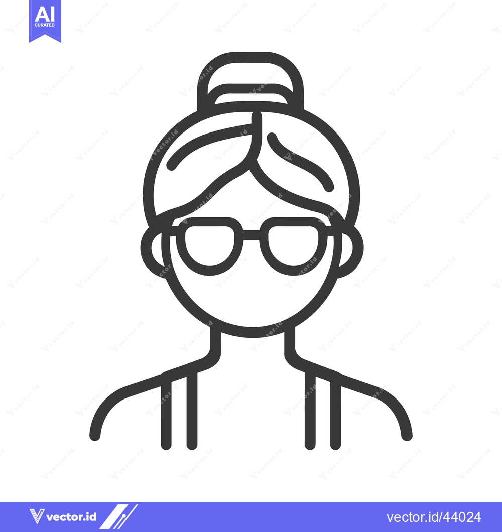 Premium Vector dari A simple black and white line drawing of a person wearing glasses